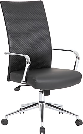 Boss Office Products Ergonomic High-Back Vinyl Executive Chair, Black/Chrome