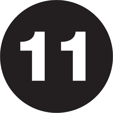 Tape Logic® Permanent Inventory Labels, DL1352, Number 11, Round, 3", Black, Roll Of 500