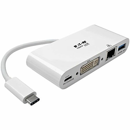 Tripp Lite USB C to DVI Multiport Video Adapter Converter w/ USB-A Hub, USB-C PD Charging