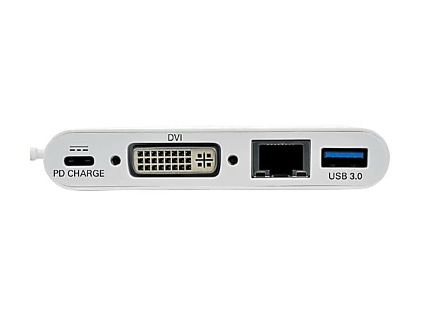 Tripp Lite USB C to DVI Multiport Video Adapter Converter w/ USB-A Hub, USB-C PD Charging