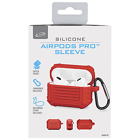 iLive Airpods Pro™ Sleeve With Carabiner, Red, IA50X1R