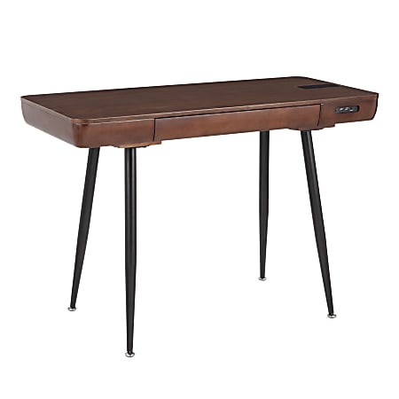 LumiSource Boom 44"W Desk With Bluetooth® Speakers, Walnut/Black