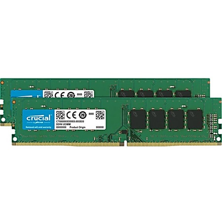 Crucial 32GB (2 x 16GB) DDR4 SDRAM Memory Kit - 32 GB (2 x 16GB) - DDR4-2666/PC4-21300 DDR4 SDRAM - 2666 MHz - CL19 - 1.20 V - Non-ECC - Unbuffered - 288-pin - DIMM