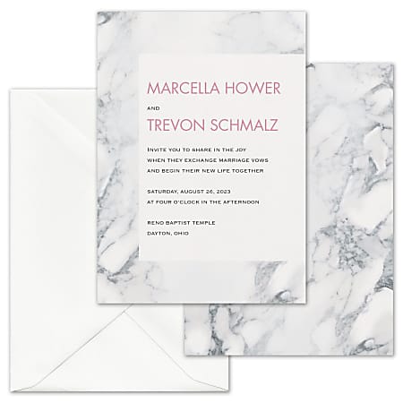 Custom Wedding & Event Invitations With Envelopes, Alabaster Border, 5" x 7", Box Of 25 Invitations