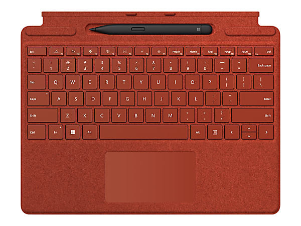 Microsoft Signature Keyboard/Cover Case Microsoft Surface Pro 9, Surface Pro 8, Surface Pro X Tablet, Stylus - Poppy Red - Alcantara Body - 8.9" Height x 11.4" Width x 0.1" Depth