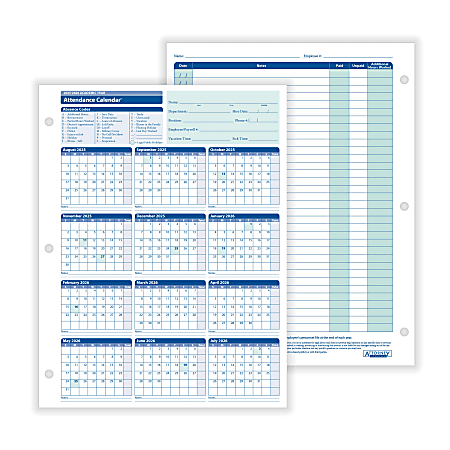 ComplyRight® 2024-2025 Academic Attendance Calendar, 8 1/2" x 11", Pack Of 50