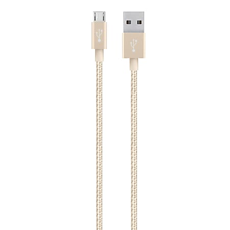 Belkin® Metallic Micro-USB to USB Cable, 4', Gold