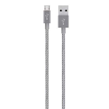 Belkin® Metallic Micro-USB to USB Cable, 4', Gray