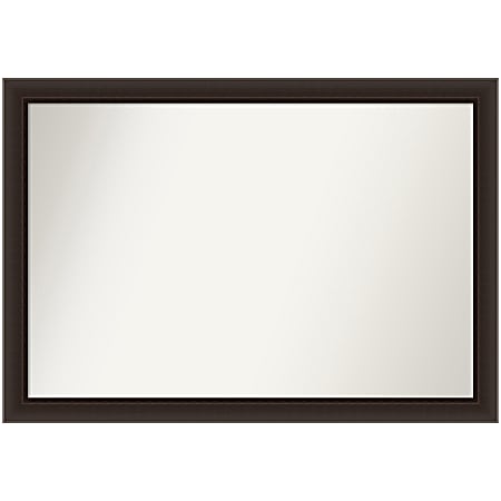 Amanti Art Narrow Non-Beveled Rectangle Wood-Framed Bathroom Wall Mirror, 27-1/2" x 39-1/2", Romano Espresso