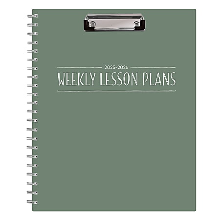 2025-2026 Blue Sky Weekly/Monthly Teacher Lesson Planning Calendar, 8-1/2” x 11”, Linden Green Matte, July 2025 To June 2026, 153026