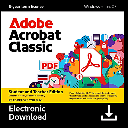 Adobe Acrobat Classic 2024, 3 YR Subscription, Mac & Windows, Download