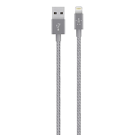 Belkin® Metallic Lightning To USB Sync Cable, 4', Gray