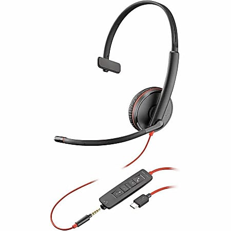 Poly Blackwire 3215 Monaural USB-C Headset + 3.5mm Plug + USB-C/A Adapter - Mono - USB Type C, Mini-phone (3.5mm) - 8X227AA