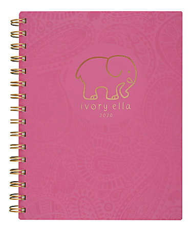 Cambridge® Ivory Ella Paisley Spiral Notebook, 5-3/4" x 8-1/4", Wide Ruled, 80 Sheets, Pink