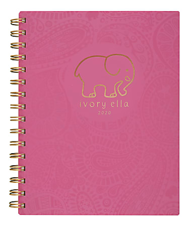 Cambridge® Ivory Ella Paisley Spiral Notebook, 5-3/4" x 8-1/4", Wide Ruled, 80 Sheets, Pink
