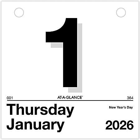 AT A GLANCE 2026 Today Is Daily Wall Calendar Refill Small 6 x 6