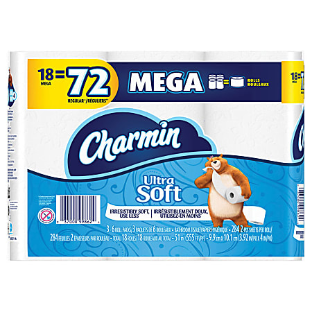 Charmin® Essentials® Ultra Soft® 2-Ply Toilet Paper, 284 Sheets Per Roll, Pack Of 18 Rolls