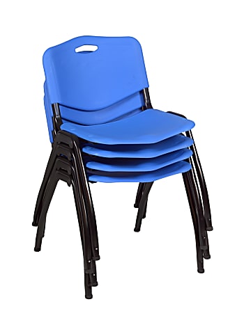 Regency M Breakroom Stacking Chairs, Chrome/Blue, Pack Of 4 Chairs