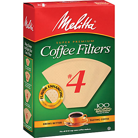 Melitta Coffee Filters, Cone, No. 4, Pack Of 100