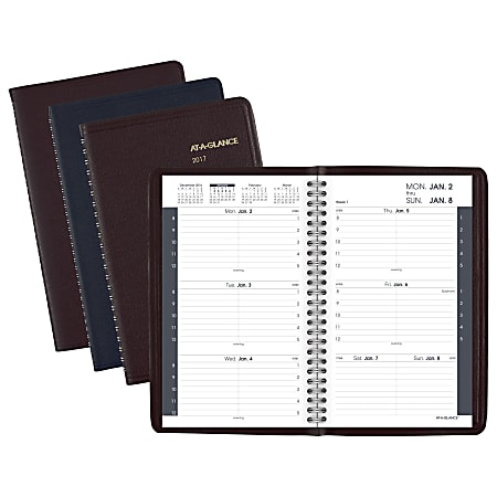 AT-A-GLANCE® Weekly Appointment Planner, 4 7/8" x 8", 30% Recycled, Assorted Colors (No Choice), Black Ink, January to December 2017