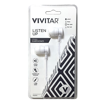 Vivitar Earbuds White - Office Depot