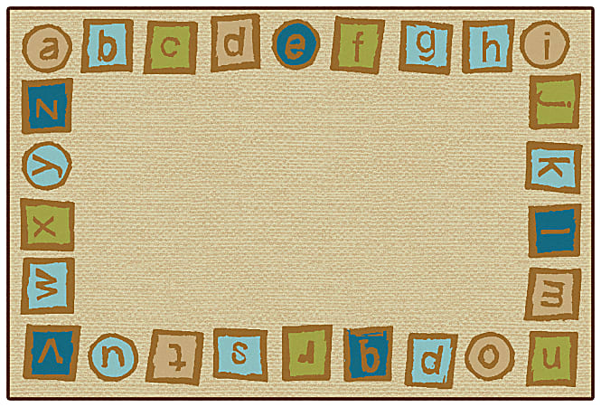 Carpets for Kids® KID$Value Rugs™ Alphabet Blocks Border Activity Rug, 4' x 6', Tan