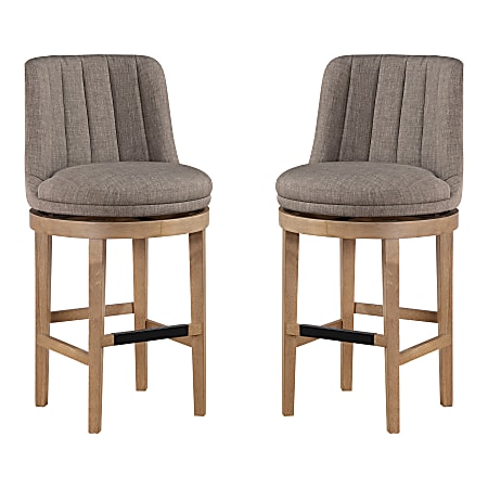 Office Star Rowan Counter Height Spindle Stools, Cement/Medium Oak, Set Of 2 Stools