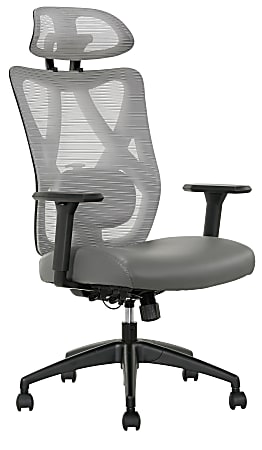 Serta® SitTrue™ Ridgefield Ergonomic Mesh/Vegan Leather High-Back Task Chair, Gray/Black