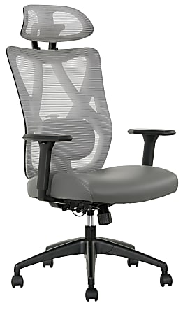 Serta SitTrue Ridgefield Ergonomic MeshVegan Leather High Back Task Chair  GrayBlack - Office Depot