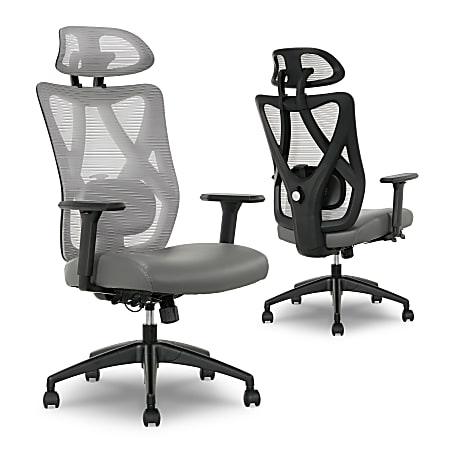 Serta SitTrue Ridgefield Ergonomic MeshVegan Leather High Back Task Chair  GrayBlack - Office Depot