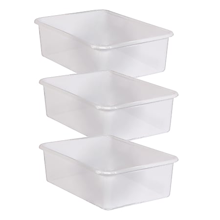 Teacher Created Resources Plastic Storage Bin, Large, Clear, Pack Of 3