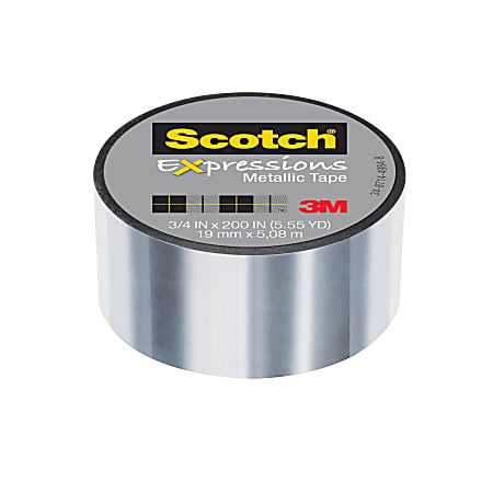 Scotch® Expressions Metallic Tape, 1" Core, 0.75" x 200", Silver