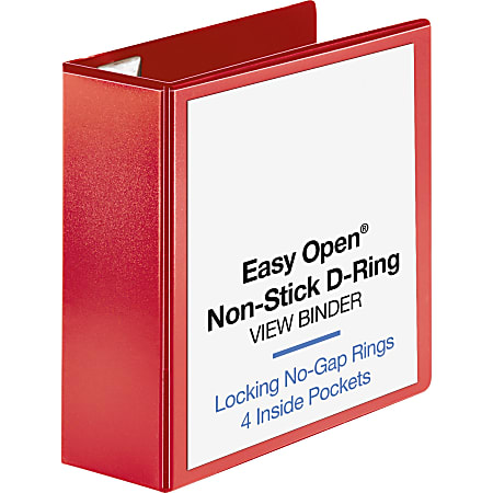 Business Source Red D-Ring Binder, 4" Ring, 8