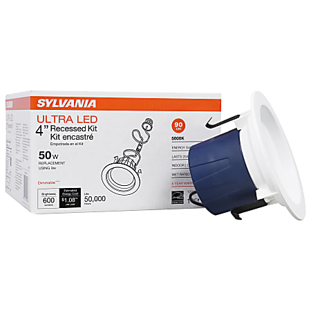 Sylvania LEDvance Indoor/Outdoor LED Fixtures, 4" Diameter, Dimmable, 5000 Kelvin/Daylight, 9 Watt, 600 Lumens, Case Of 2 Fixtures