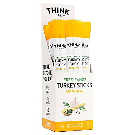 Think Jerky Free-Range Turkey Sticks, 1 Oz, Pack Of 20 Sticks