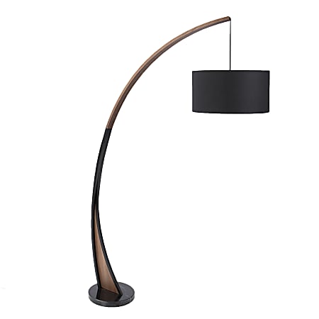 Lumisource Noah Mid-Century Modern Floor Lamp, Black Shade/Walnut