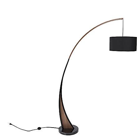 Lumisource Noah Mid Century Modern Floor Lamp Black ShadeWalnut Black Marble Base Office Depot