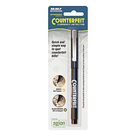 MMF Industries Counterfeit Currency Detector Pens, Black, Pack Of 12