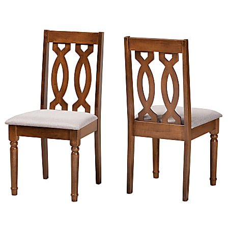 Baxton Studio Cherese Dining Chairs, Gray/Walnut Brown, Set Of 2 Chairs
