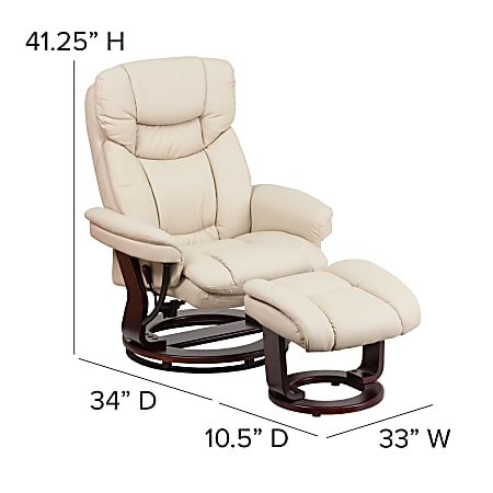 Flash Furniture Contemporary Recliner With Curved Ottoman BeigeMahogany Office Depot