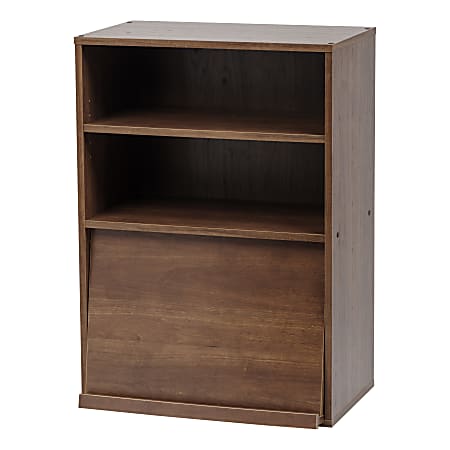 IRIS 33"H Open Wood Shelf With Pocket Door, Brown