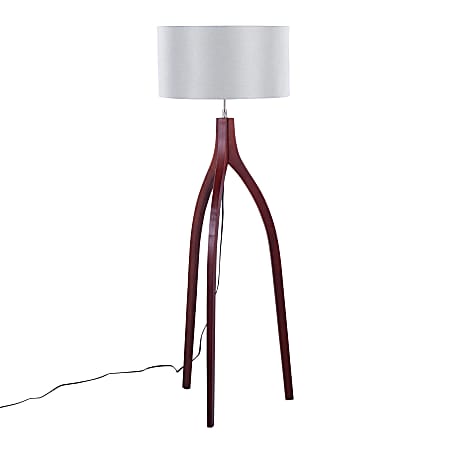 LumiSource Wishbone Floor Lamp, 54-3/4”H, Gray/Walnut