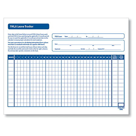 ComplyRight FMLA Leave Tracker Forms, 8 1/2" x 11", White, Pack Of 50