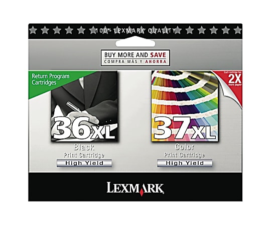 Lexmark™ 36XL/37XL High-Yield Black And Tri-Color Ink Cartridges, Pack Of 2, 18C2249