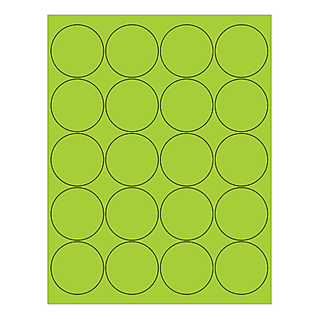 Office Depot® Brand Round Labels For Inkjet/Laser Printers, LL197GN, 2
