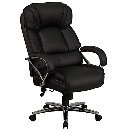 Flash Furniture Hercules Big And Tall Ergonomic Bonded LeatherSoft™ Office Chair With Chrome Base And Arms, Black/Gray