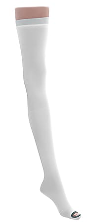 Medline EMS Nylon/Spandex Thigh-Length Anti-Embolism Stockings, Medium Short, White, Pack Of 6 Pairs
