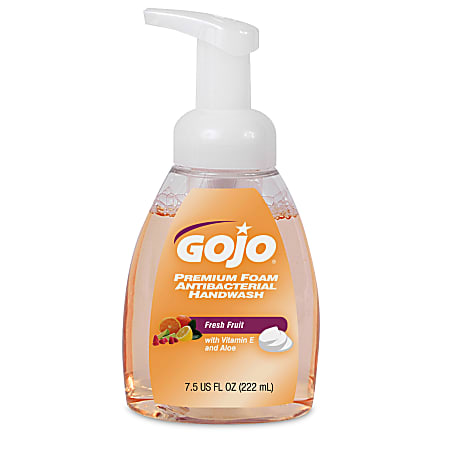 GOJO® Premium Foam Antibacterial Hand Wash Soap, Fresh Fruit Scent, 7.5 Oz Pump Bottle