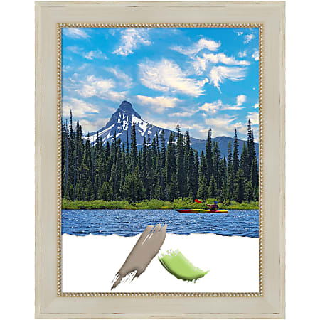 Amanti Art Wood Picture Frame, 22" x 28", Matted For 18" x 24", Parthenon Cream