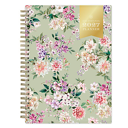 2027 Blue Sky Day Designer Pemberly Sage Weekly/Monthly Planning Calendar, 5.875x8.625, Notes Pages, Safety Wirebound, Jan-Dec 2027, Qty 1